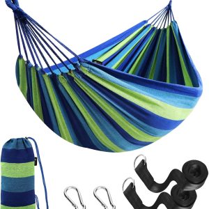 Anyoo Garden Cotton Hammock Comfortable Fabric Hammock with Tree Straps for Hanging Sturdy Hammock Up to 660lbs Portable Hammock with Travel Bag for Camping Outdoor/Indoor Patio Backyard